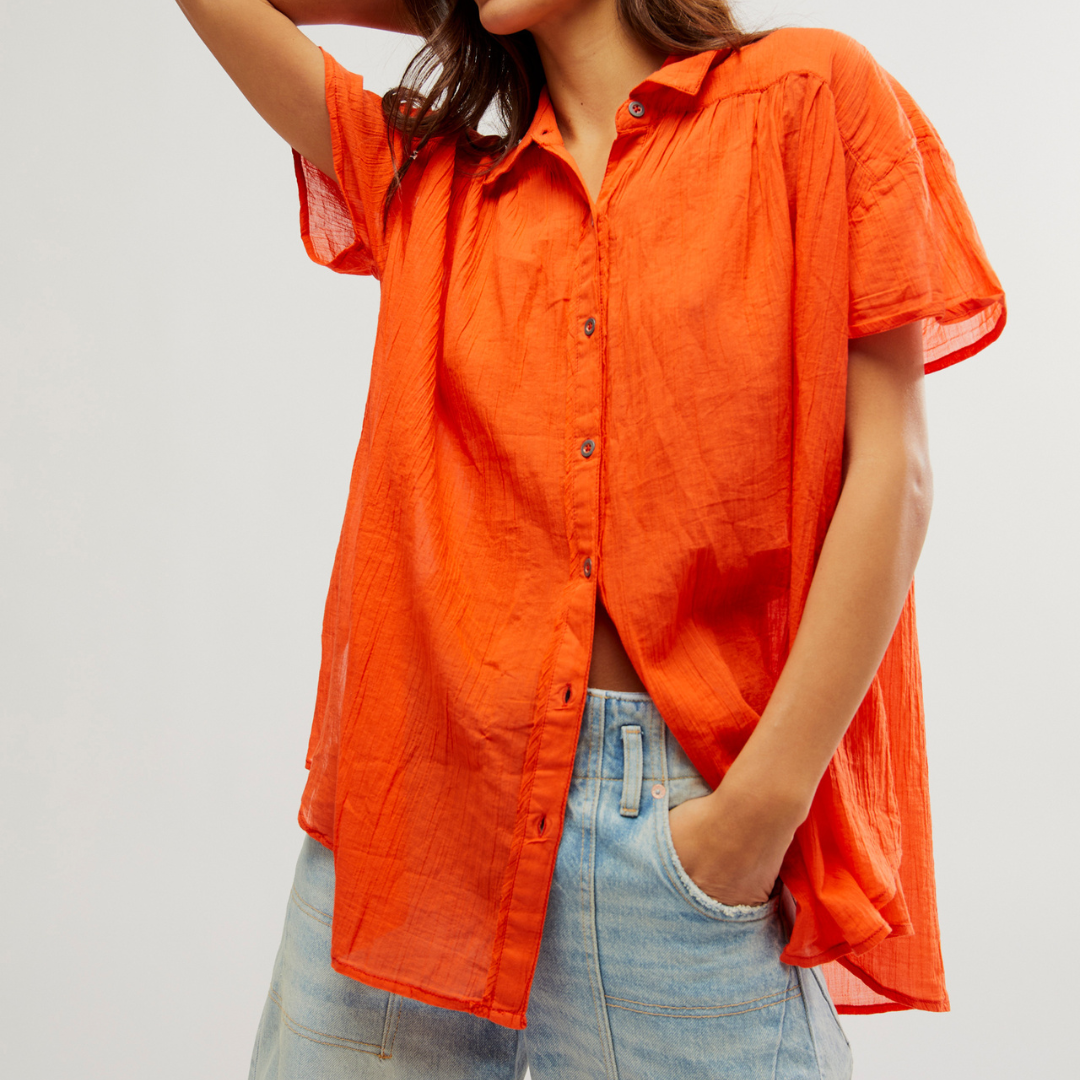 FLOAT AWAY SHIRT-Tops-FREE PEOPLE-XSMALL-PAPAYA-Coriander