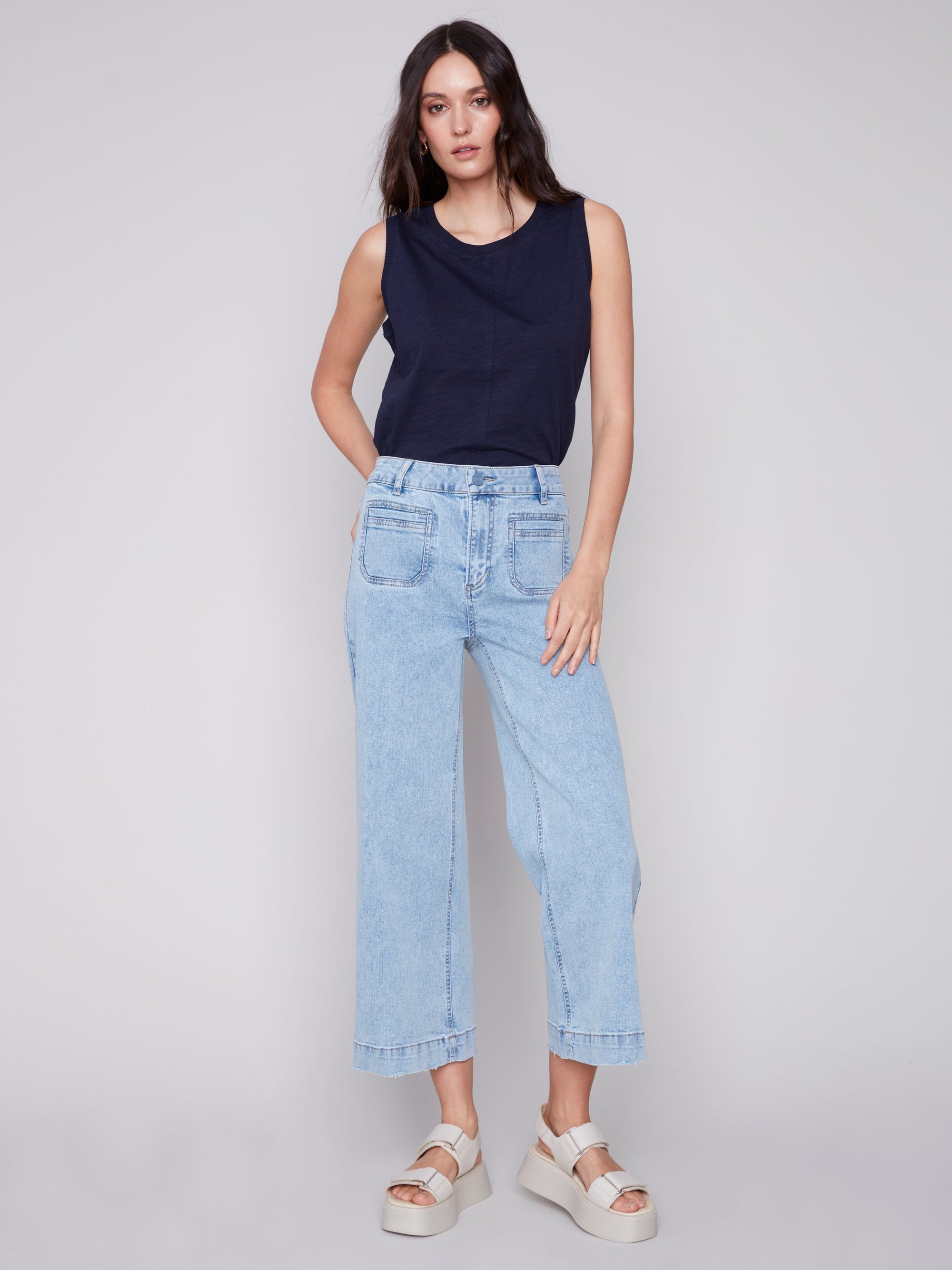 FLOOD FLARE WIDE LEG JEANS-Denim-CHARLIE B-Coriander