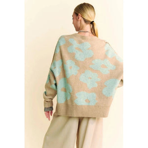 FLORAL CREW PULLOVER-Jackets & Sweaters-DAVI & DANI-Coriander