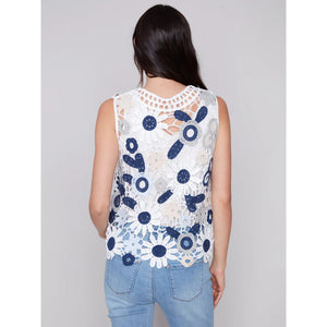 FLORAL CROCHET TOP-Tops-CHARLIE B-Coriander