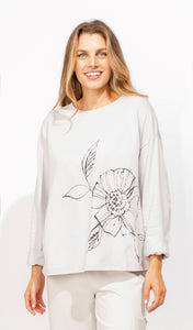 FLORAL OUTLINE PULLOVER-Tops-ESCAPE-SMALL-DUNE-Coriander