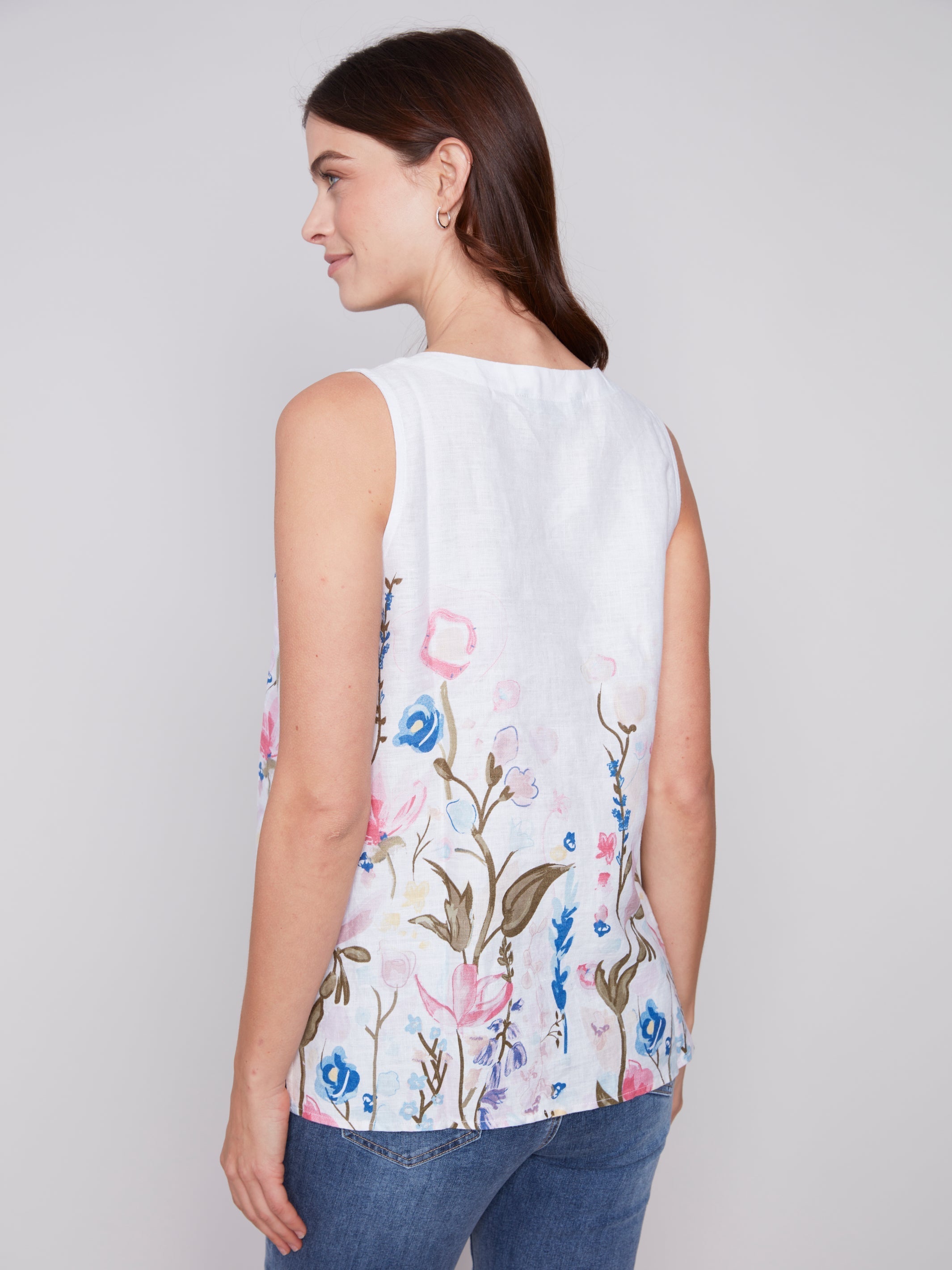 FLOWER-BED LINEN TOP-Tops-CHARLIE B-Coriander