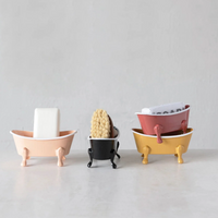 FOOTED TUB SOAP DISH-Home-CREATIVE COOP-Coriander