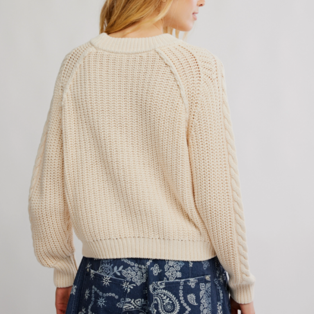 FRANKIE CABLE SWEATER-Jackets & Sweaters-FREE PEOPLE-Coriander