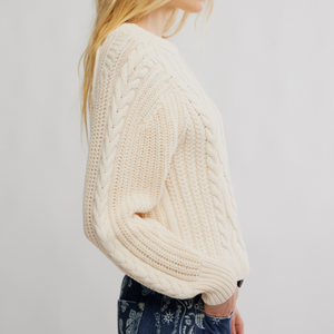 FRANKIE CABLE SWEATER-Jackets & Sweaters-FREE PEOPLE-Coriander