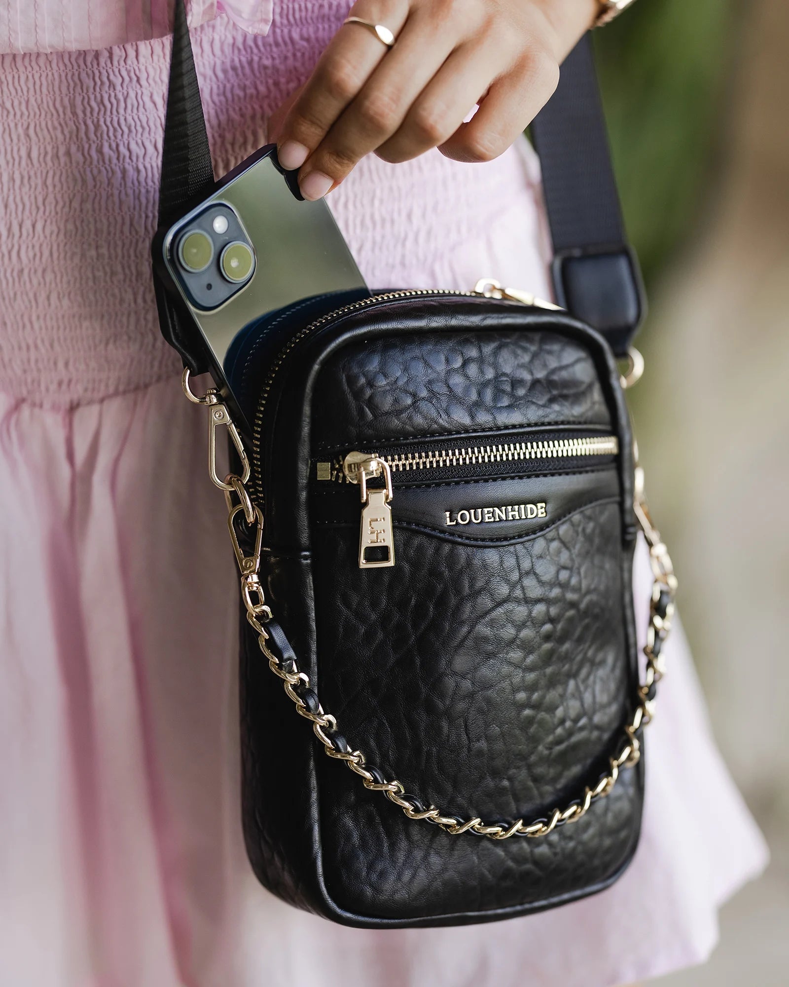 FRANKIE PHONE BAG-Bags & Wallets-LOUENHIDE-BLACK-Coriander