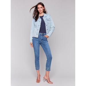 FRINGE DENIM JACKET-Jackets & Sweaters-CHARLIE B-Coriander