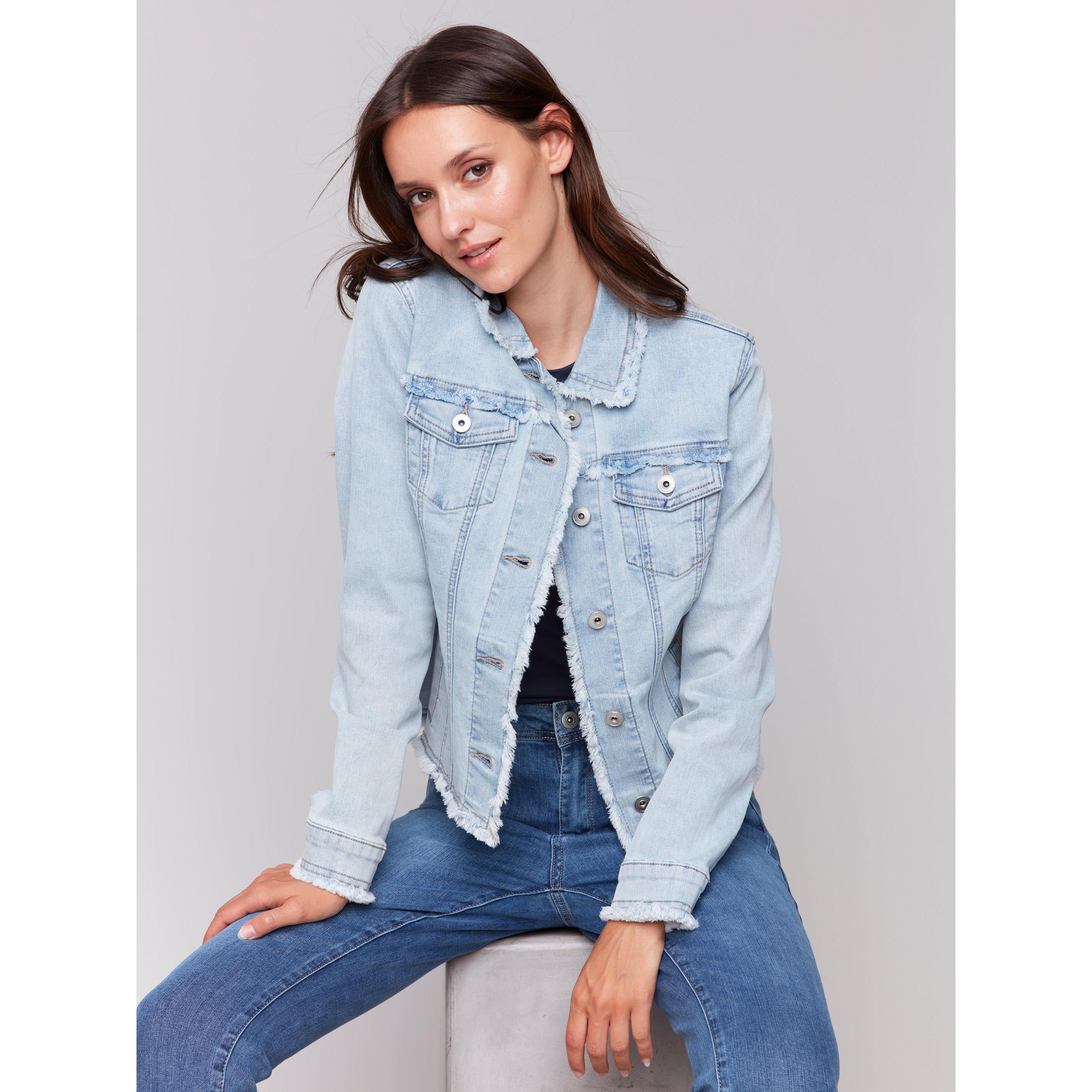 FRINGE DENIM JACKET-Jackets & Sweaters-CHARLIE B-XSMALL-BLEACH BLUE-Coriander