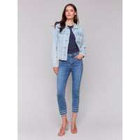 FRINGE DENIM JACKET-Jackets & Sweaters-CHARLIE B-Coriander