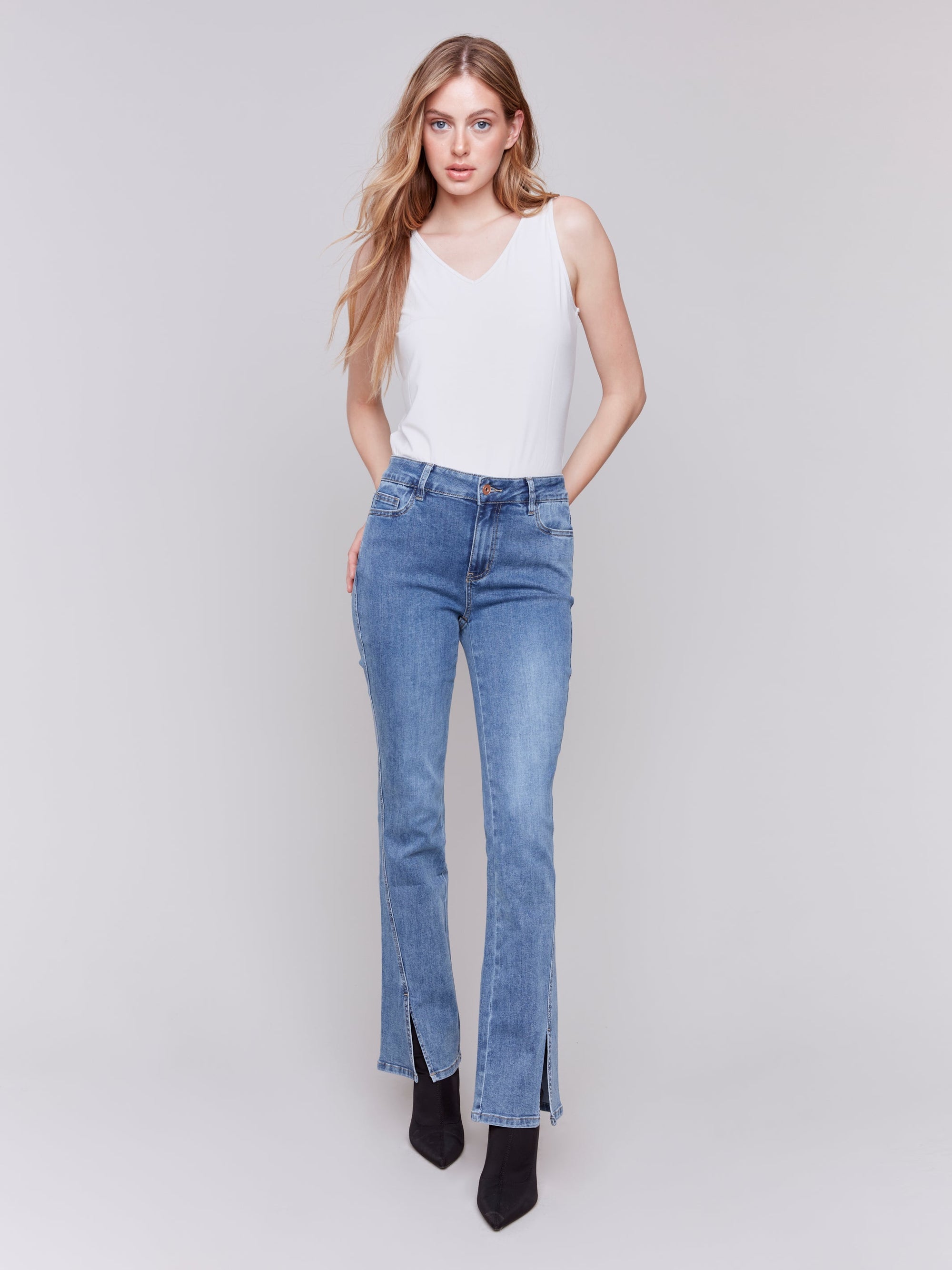 FRONT SLIT DENIM-Denim-CHARLIE B-4-MEDIUM BLUE-Coriander