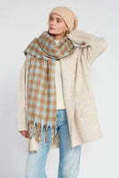 FUZZY GINGHAM GRUNGE SCARF-Scarves & Wraps-LOOK BY M-BLUE-Coriander