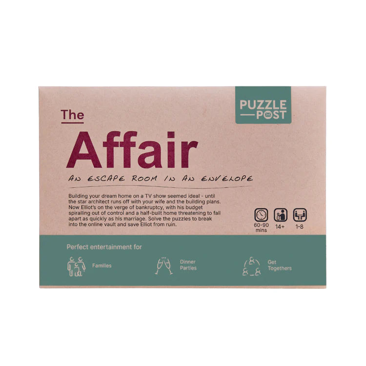 GAME | ESCAPE ROOM IN AN ENVELOPE: THE AFFAIR-Fun and Games-PUZZLE POST UK-Coriander