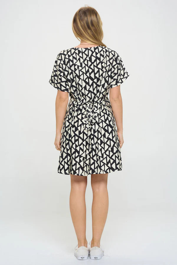 GEOMETRIC PRINT DRESS-Dresses-SM WARDROBE-Coriander