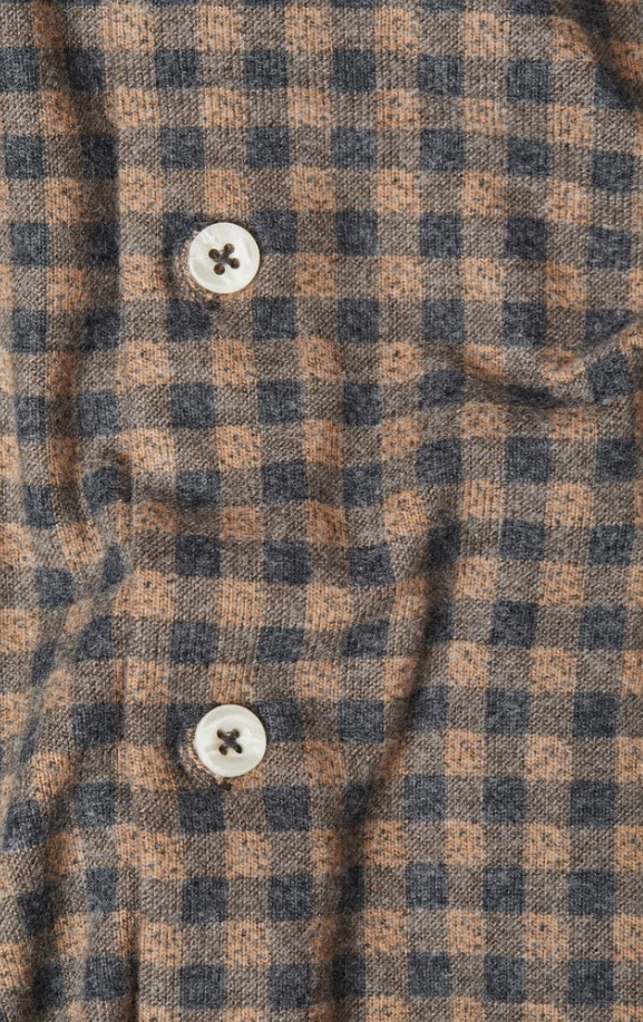 GINGHAM LONG SLEEVE-Shirts & Tops-STONE ROSE-MEDIUM-Brown-Coriander