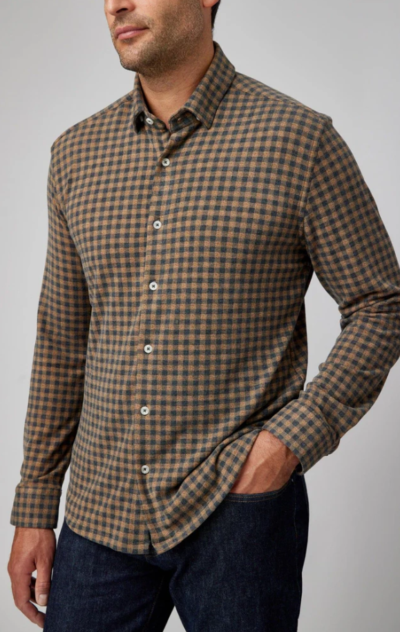 GINGHAM LONG SLEEVE-Shirts & Tops-STONE ROSE-Coriander