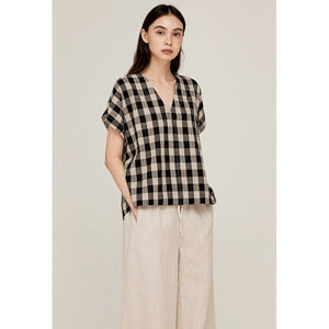 GINGHAM SHELL BLOUSE-Tops-GRADE AND GATHER-Coriander