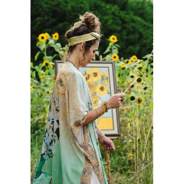 GODDESS STARDUSTER KIMONO | I PAINT MY DREAM, VAN GOGH-Scarves & Wraps-MARKET OF STARS-Coriander