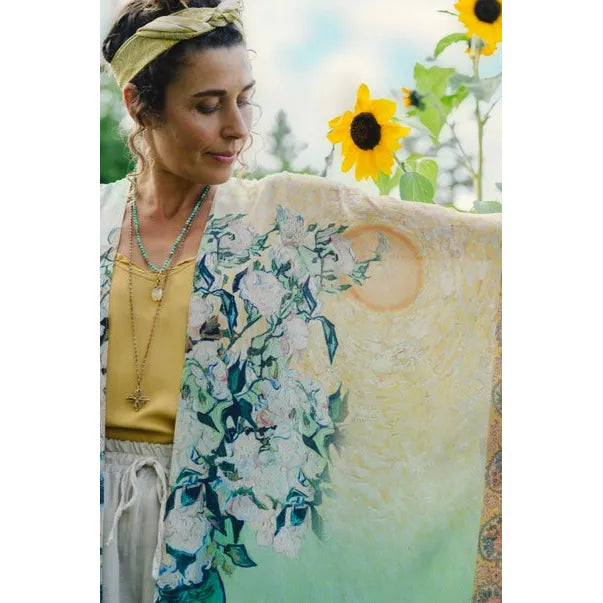GODDESS STARDUSTER KIMONO | I PAINT MY DREAM, VAN GOGH-Scarves & Wraps-MARKET OF STARS-Coriander