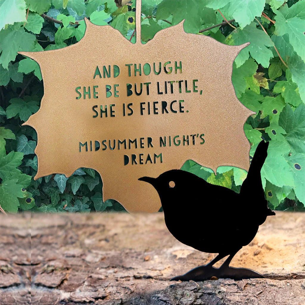 GOLD LEAF GARDEN ORNAMENT | AND THOUGH SHE BE BUT LITTLE, SHE IS FIERCE-Home Decor-A BLACKBIRD SANG-Coriander