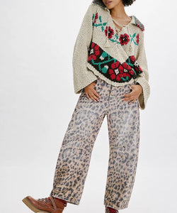 GOOD LUCK PRINTED BARREL JEANS-Denim-FREE PEOPLE-Coriander