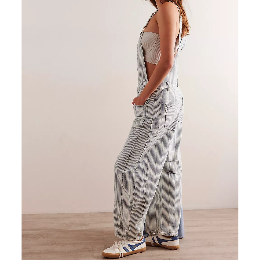 GOOD LUCK STRIPE OVERALLS-Denim-FREE PEOPLE-Coriander