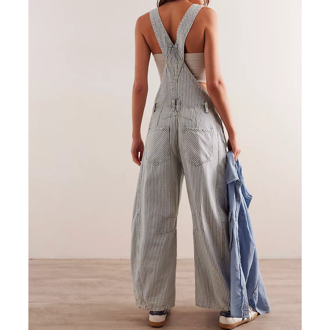 GOOD LUCK STRIPE OVERALLS-Denim-FREE PEOPLE-Coriander