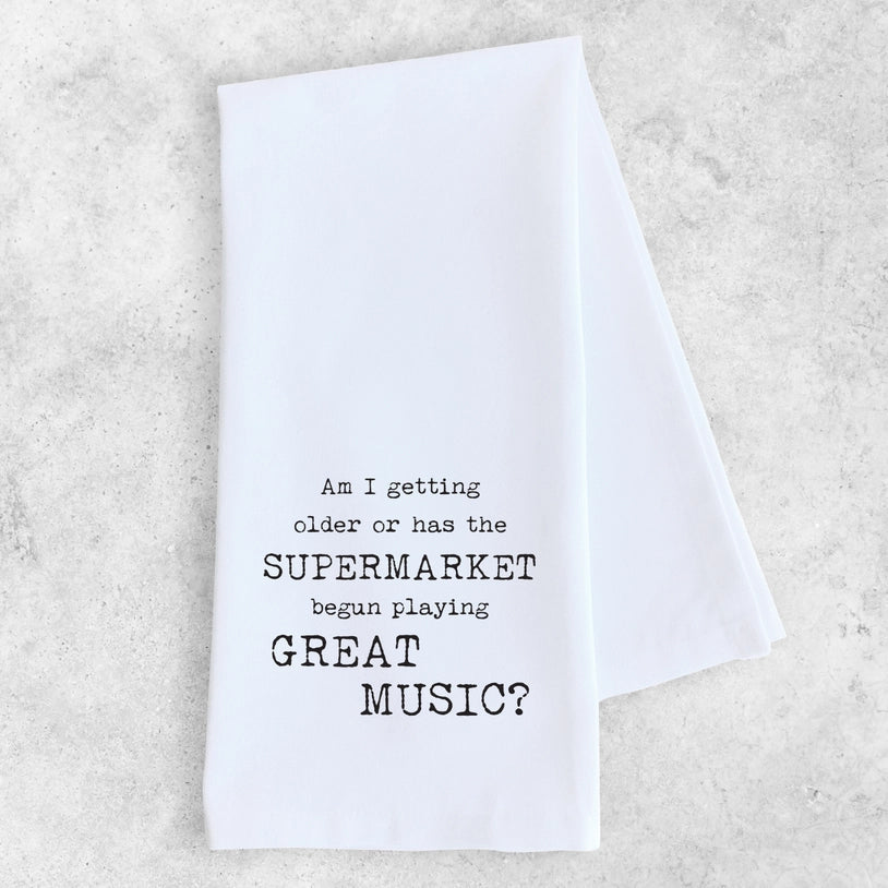 GREAT MUSIC AT THE SUPERMARKET TEA TOWEL-Home Decor-DEV D & CO-Coriander