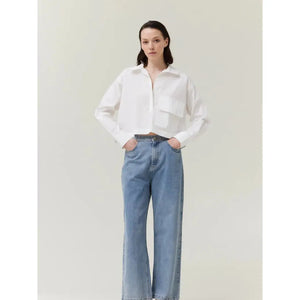 HALF BUTTON DOWN SHIRT | OFF WHITE-Top-GRADE AND GATHER-Coriander