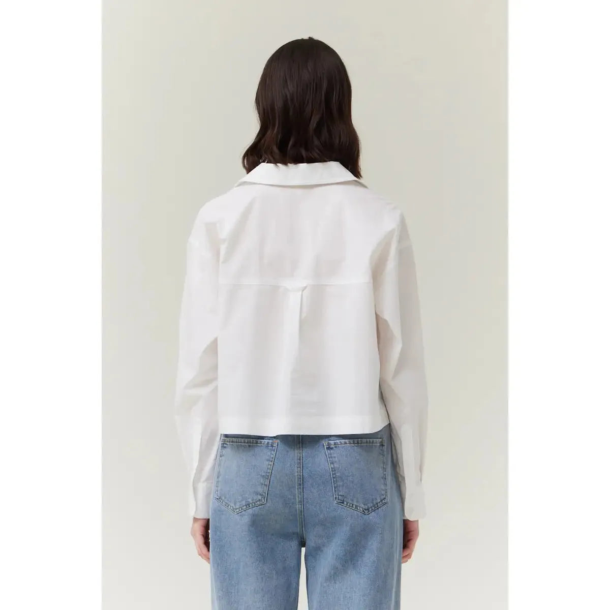 HALF BUTTON DOWN SHIRT | OFF WHITE-Top-GRADE AND GATHER-Coriander