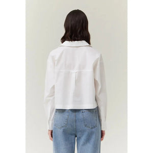 HALF BUTTON DOWN SHIRT | OFF WHITE-Top-GRADE AND GATHER-Coriander