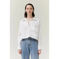 HALF BUTTON DOWN SHIRT | OFF WHITE-Top-GRADE AND GATHER-SMALL-OFF WHITE-Coriander
