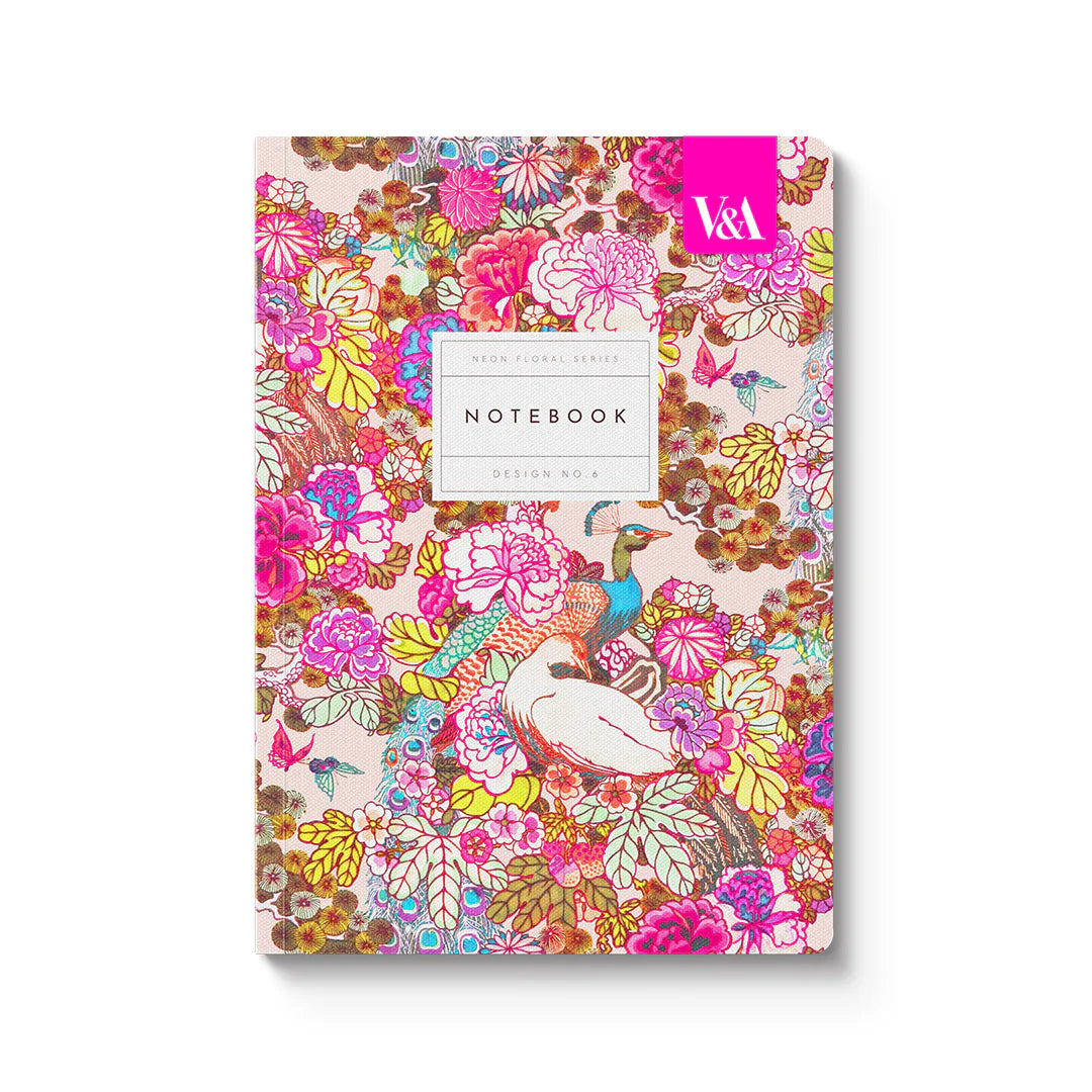 HARDBACK NOTEBOOK | FLORAL PEACOCK-Books & Stationery-OHH DEER-Coriander