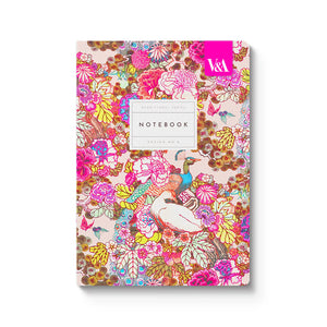 HARDBACK NOTEBOOK | FLORAL PEACOCK-Books & Stationery-OHH DEER-Coriander