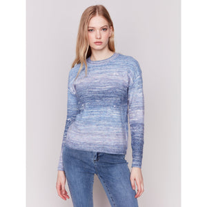 HEART SPACE DYE SWEATER-Jackets & Sweaters-CHARLIE B-SMALL-Blue-Coriander