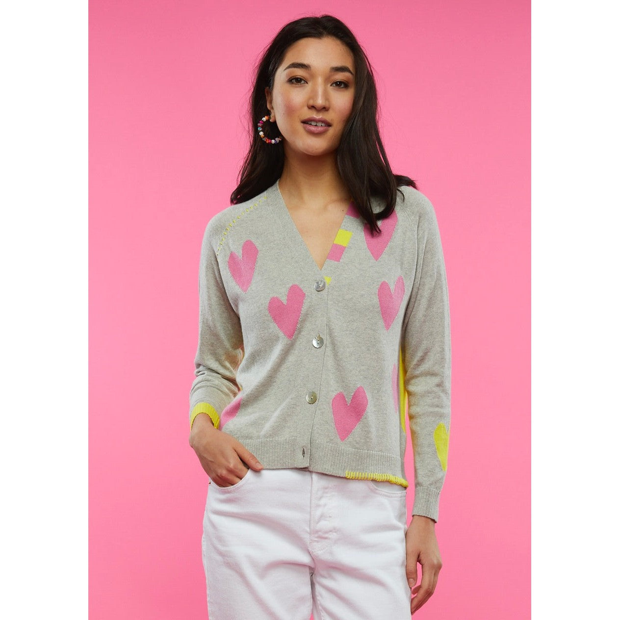 HEARTS CARDI-Jackets & Sweaters-ZAKET & PLOVER-XSMALL-MARL-Coriander