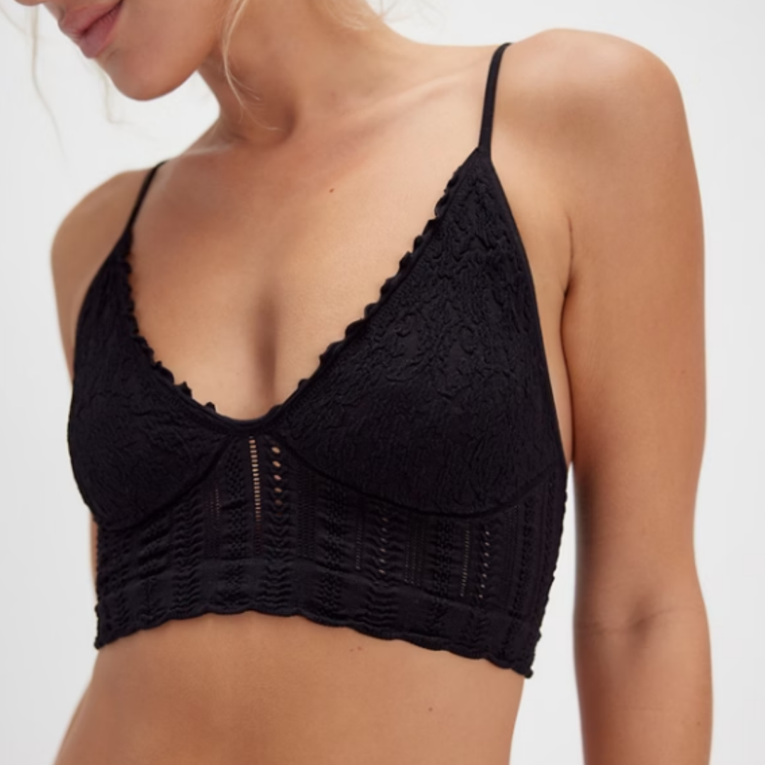 HEIRLOOM SEAMLESS BRALETTE-Basics-FREE PEOPLE-XSMALL-SMALL-BLACK-Coriander