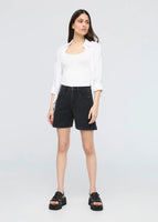 HIGH RISE SHORTS | STRETCH CANVAS RELAXED-Bottom-DUER-26-BLACK-Coriander