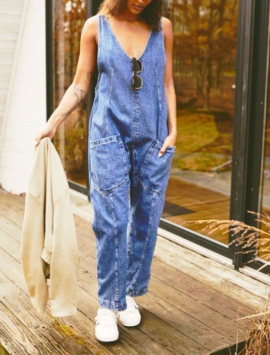 HIGH ROLLER JUMPSUIT-Denim-FREE PEOPLE-Coriander