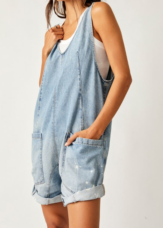 HIGH ROLLER SHORTALLS-Denim-FREE PEOPLE-Coriander