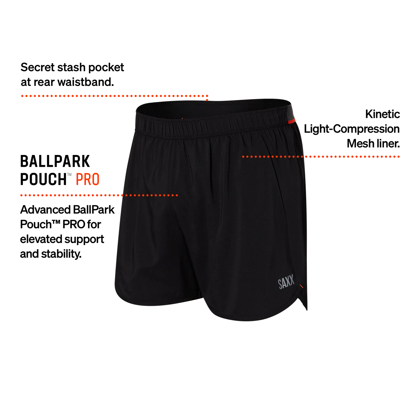 HIGHTAIL 2n1 RUN SHORT 5" - BLACK-Pant-SAXX-Coriander