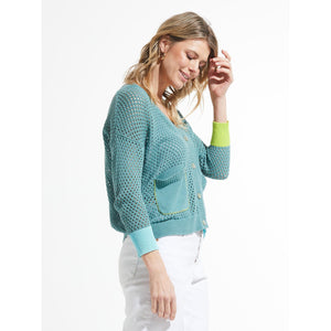 HOLEY CARDI-Jackets & Sweaters-ZAKET & PLOVER-Coriander