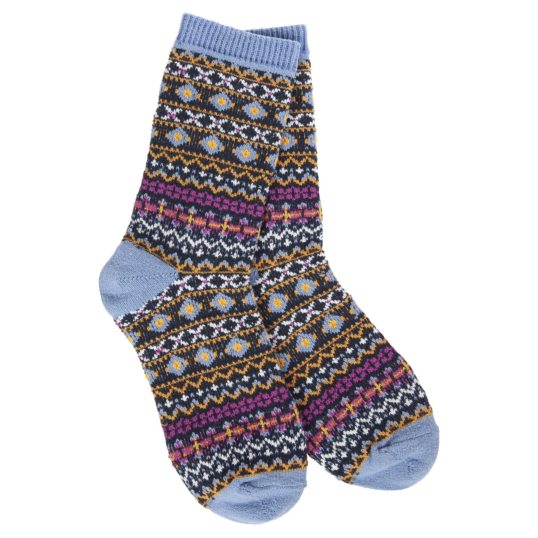 HOLIDAY MINI CREW SOCKS-Socks & Footwear-WORLD'S SOFTEST-NORDIC BLUE-Coriander