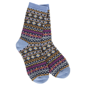 HOLIDAY MINI CREW SOCKS-Socks & Footwear-WORLD'S SOFTEST-NORDIC BLUE-Coriander