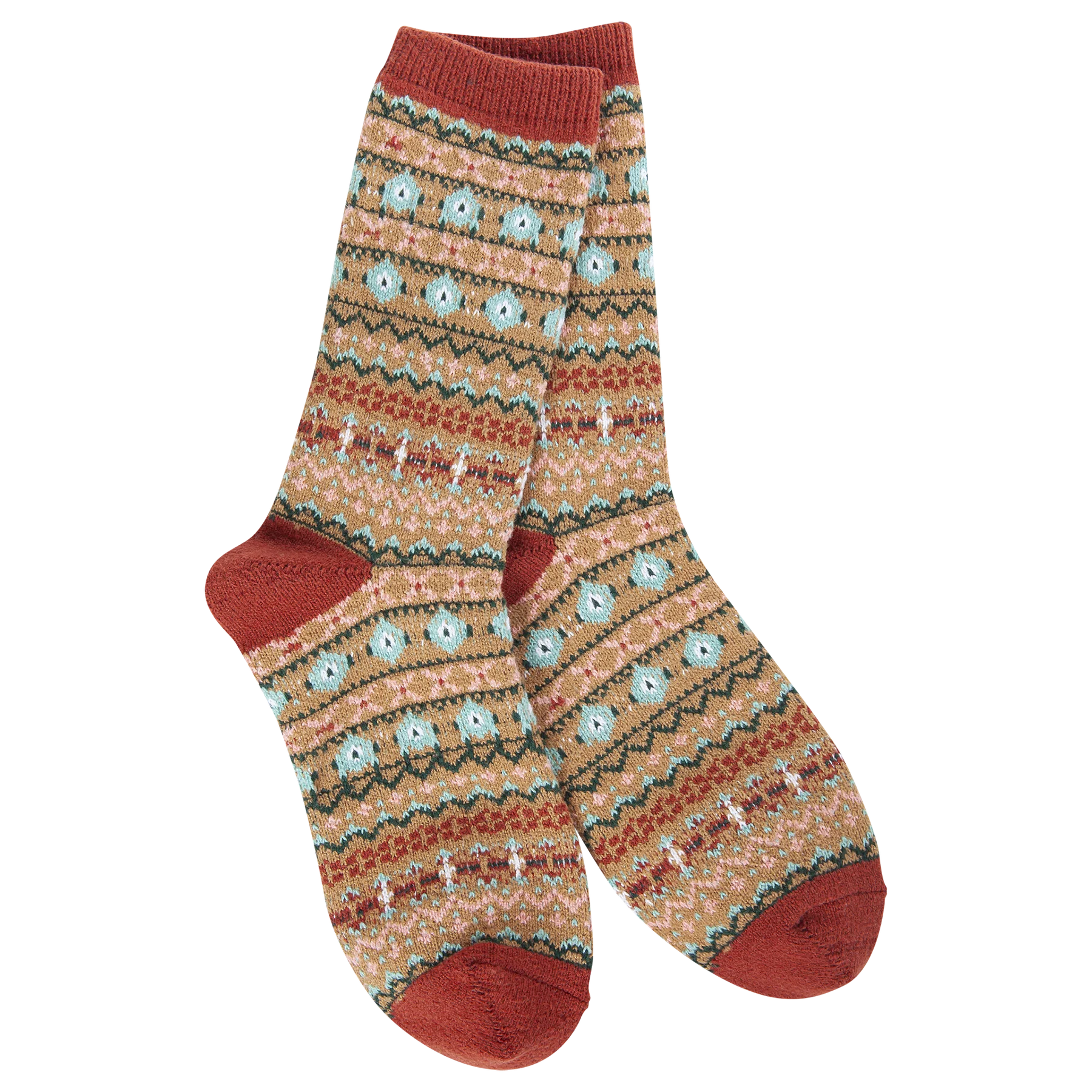 HOLIDAY MINI CREW SOCKS-Socks & Footwear-WORLD'S SOFTEST-NORDIC BROWN-Coriander