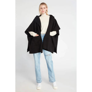 HOODED CAPE PONCHO-Scarves & Wraps-LOOK BY M-BLACK-Coriander