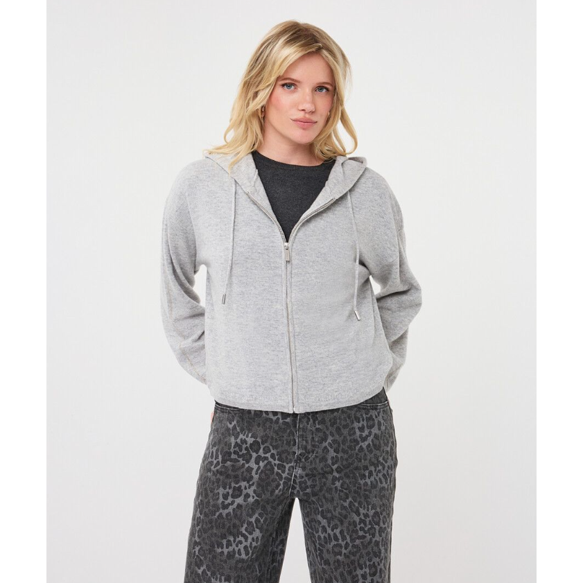 HOODED CARDIGAN | FINE CHAIN WOOL-Uncategorised-ESQUALO-Coriander