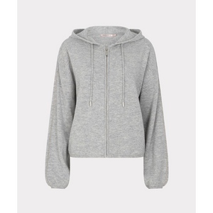 HOODED CARDIGAN | FINE CHAIN WOOL-Uncategorised-ESQUALO-SMALL-LIGHT GREY-Coriander