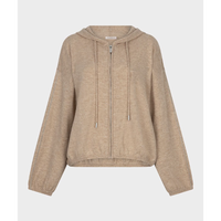 HOODED CARDIGAN | FINE CHAIN WOOL-Uncategorised-ESQUALO-SMALL-SAND-Coriander