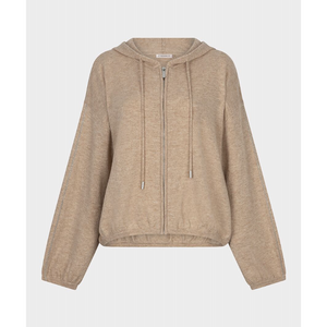 HOODED CARDIGAN | FINE CHAIN WOOL-Uncategorised-ESQUALO-SMALL-SAND-Coriander