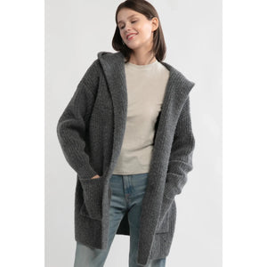 HOODED CARDIGAN | LAZY DAY-Jackets & Sweaters-LOOK BY M-Coriander